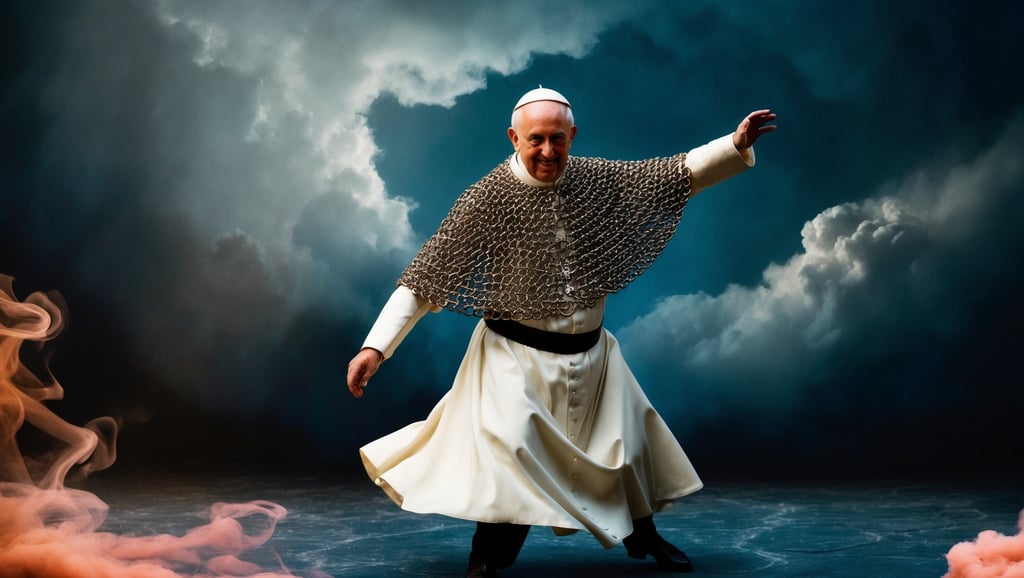 Der Papst tanzt im Kettenhemd (Leonardo.AI)